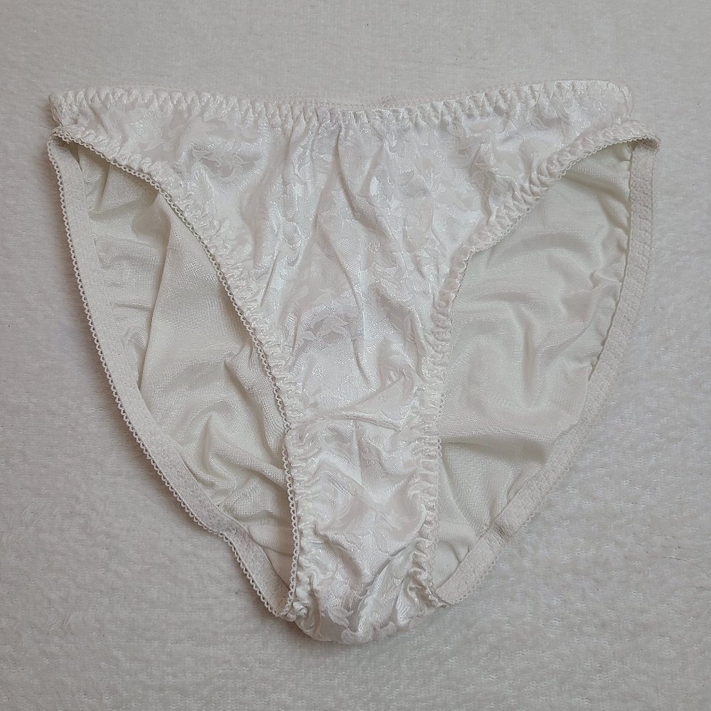 VTG Hidden Fantasies Silky Satin Jacquard Hi-leg Bikini Panty Size Sm
